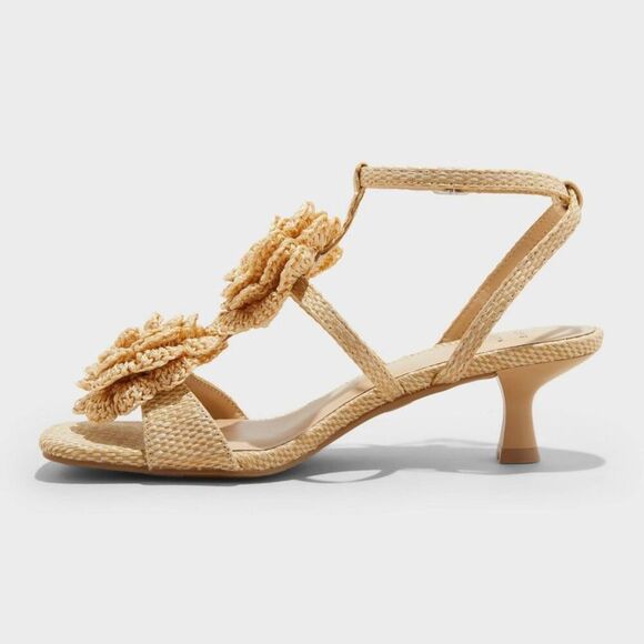 A New Day - Women's Esme Floral Crochet Kitten Heels - A New D Tan - Picture 2 of 4